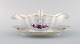 Antique Meissen sauce boat in hand-painted porcelain with purple flowers and 
gold edge. Ca. 1900.
