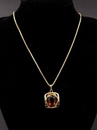 8 carat gold necklace 41.5 cm. with pendant  with smoked topaz