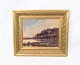 Oil painting 
with wooden 
motif and with 
gilded frame.
39 x 34 cm.
