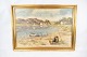 Oil painting 
with motif of 
beach front 
signed 
Tommerup.
111 x 81 cm.
