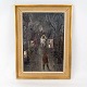 Oil painting in 
dark colours 
signed GE and 
with gilded 
frame.
42 x 56,5 cm.
