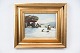Oil painting 
with winter 
motif from 1936 
and with gilded 
frame.
26 x 23 cm.
