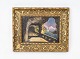 Oil painting 
with motif of a 
tunnel and with 
gilded frame.
29 x 23,5 cm.