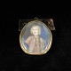 Height 7.5 cm.Width 6 cm.Early miniature of man with white curly wig.He is wearing a red ...