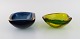 Two Murano bowls in blue and green-yellow mouth-blown art glass. Italian design, 
1960s.
