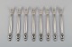 Eight Georg Jensen Acorn oyster forks in sterling silver.
