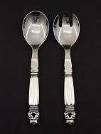 Georg Jensen Acorn salad set 20 cm. sterling silver and steel