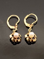 8 carat gold earrings D. 0.9 cm. with genuine pearl