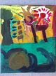 Ubekendt 
kunstner (20 
årh):
Komposition 
1999.
Akryl på 
lærred.
Sign.: SA 99 
(bagpå ...