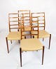 Set Of 4 Dining Chairs - Model 82 - Rosewood - Light Leather - N.O. Møller - 
J.L. Møbelfabrik - 1960