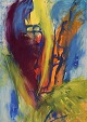 Ivy Lysdal, f 1937. Dansk keramiker og kunstmaler. Gouache på karton. Abstrakt 
modernistisk maleri. Koloristisk palette. Dateret 1992.

