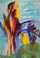 Ivy Lysdal, f 
1937. Dansk 
keramiker og 
kunstmaler. 
Gouache på 
karton. 
Abstrakt 
modernistisk 
...