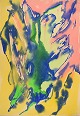 Ivy Lysdal, f 1937. Dansk keramiker og kunstmaler. Gouache og oliekridt på 
karton. Abstrakt modernistisk maleri. Koloristisk palette. Dateret 1991.
