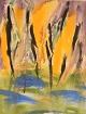 Ivy Lysdal, f 1937. Dansk keramiker og kunstmaler. Gouache på papir. Abstrakt 
modernistisk maleri. Koloristisk palette. Dateret 1992.
