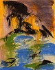 Ivy Lysdal, f 
1937. Dansk 
keramiker og 
kunstmaler. 
Gouache på 
papir. Abstrakt 
modernistisk 
...
