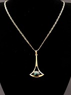14 carat gold necklace 45.5 cm. and pendant with turquoise