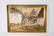 Oil painting 
with country 
motif and 
gilded frame, 
signed P.C. The 
painting is in 
great vintage 
...