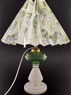 Opaline oil lamp with green container changed to el. 19. c