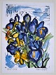 Degett, Karen 
(1954 - 2011) 
Denmark: Blue 
iris. 
Hand-colored 
linoleum cut. 
Unique. Signed. 
20 x ...