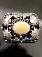 Art nouveau sterling silver brooch  with cabochon polished ivory