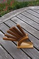 Set of 6 fruit knives with wooden handles and 
holder