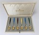 Georg Jensen. 
Sterling (925). 
Six mocha 
spoons with 
enamel.