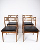 A Set Of Four Dining Room Chairs - Teak - Black Leather - Danish Design - 1960