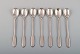 Seven Evald Nielsen number 14 ice tea spoons in hammered silver (830). 1920s.
