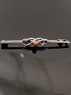 Sterling silver brooch 5.5 cm. with coral from jeweler B Hertz