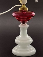 Opaline oil lamp 55 cm. 19th. c changed to el. 