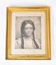 Portrait 
drawing with 
gilded frame by 
Luplau Janssen 
1869-1927. 
36 x 31 cm.