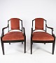 Set of two 
armchairs in 
dark wood and 
upholstered 
with red 
velvet, in 
great vintage 
condition ...