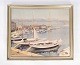 Print with 
harbour motif 
and with 
unknown 
signature from 
the 1950s. 
58 x 70 x 4 
cm.