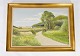 Oil painting with nature motif and gilded frame, with unknown signature from the 
1920s. 
5000m2 showroom.