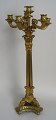 Large French candle stick in gilded bronze, 19th century. Composed stem consisting of ...