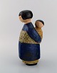 Rare Lisa Larson figure in glazed ceramics. Japanese mother with child. 1970s.
