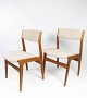 Set of dining 
room chairs in 
teak and 
upholstered 
with light 
fabric, 
designed by 
Erik Buch from 
...