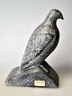 Greenlandic soapstone figure, 20th century. A peregrine falcon. Signed: Josef Josefsen Kapst 77. ...