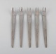 Arne Jacobsen for Georg Jensen. Modernist AJ cutlery. Five dinner forks in 
stainless steel. Late 20th century.
