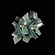 18k White Gold Brooch with Tourmaline, Nephrite and Diamonds.Four Brilliant Cut ...