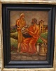 Beautiful glass 
painting of two 
Greeks, with 
wear on the 
frame.
Signature in 
the right 
corner? ...