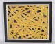 Maleri i gule farver med mørk træramme fra 1970erne.
5000m2 udstilling.