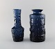 Göte Augustsson (1917-2004) for Ruda. Two vases in blue mouth blown art glass. 
Swedish design, 1960s.
