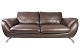 Large two seater sofa upholstered with brown leather and frame of metal, manufactured by ...