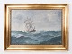 Oil painting 
with marine 
motif with 
gilded frame by 
 Frederik 
Ernlund  
1879-1957. 
59 x 79 cm.