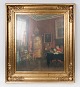 Painting on 
canvas with 
beautiful 
gilded frame, 
from around 
1920.
72 x 64 cm.