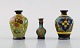 Gouda, Holland. Three miniature vases in hand-painted ceramics. Mid-20th 
century.
