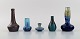 Five Belgian miniature vases in glazed ceramics. Mid-20th century.
