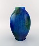 Boch Freres Keramis, Belgium. Art deco vase in glazed ceramics. Beautiful glaze 
in shades of blue. 1920s / 30s.
