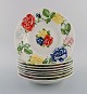 Emilio Bergamin for Taitù. Eight deep Romantica plates in porcelain with 
flowers. Italian design. Dated 1994.
